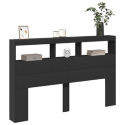 Berkfield Headboard Cabinet With Led Black 160X17X102 Cm - thumbnail 5