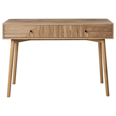 Wyld And Coco Nova Console Table Light Brown Laminated Mdf, 2 Drawers, Modern Design, W120 X D45 X H80Cm - image 1