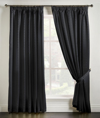Luxury Living Adiso Pencil Pleat Taped Top Curtains Black - image 1