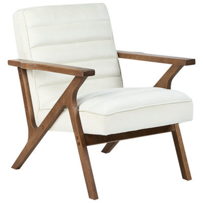 Beliani Armchair Kisa Velvet Off-White - image 1