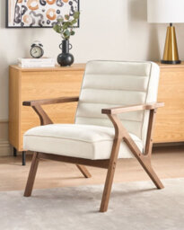 Beliani Armchair Kisa Velvet Off-White - thumbnail 2