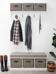 Statement Furniture Tetbury 3 Grey Faux Rattan And Grey Cushion Hallway Set -White