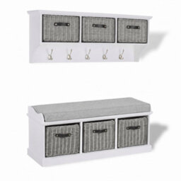 Statement Furniture Tetbury 3 Grey Faux Rattan And Grey Cushion Hallway Set -White - thumbnail 4