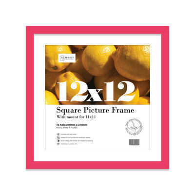 "12X12"" Bright Pink Picture Frame - 12X12"" Square Frame With 11X11"" Mount For 12X12""/11X11"" Pictures Moderrn Thin Edge, 1 Pack" - image 1