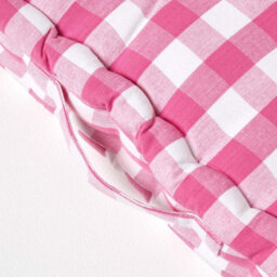 Homescapes Pink Block Check Cotton Gingham Floor Cushion, 40 X 40 Cm - thumbnail 4