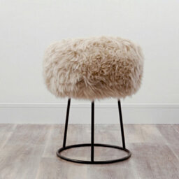 Native Natural Sheepskin Stool With Metal Legs - thumbnail 2