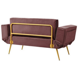 Beliani Pink Fabric Sofa Bed With Adjustable Armrests For Living Room, Single Bed, Modern Velvet Finish - thumbnail 7