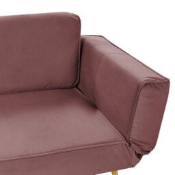 Beliani Pink Fabric Sofa Bed With Adjustable Armrests For Living Room, Single Bed, Modern Velvet Finish - thumbnail 9