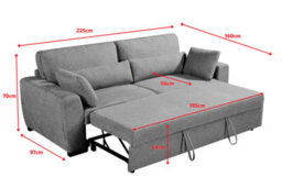 Convertible 3 Seater Sofa Bed For Living Room Alfie - Plush Woven Beige Chenille - Room Delivery - thumbnail 7