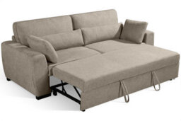 Convertible 3 Seater Sofa Bed For Living Room Alfie - Plush Woven Beige Chenille - Room Delivery - thumbnail 3