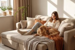Convertible 3 Seater Sofa Bed For Living Room Alfie - Plush Woven Beige Chenille - Room Delivery - thumbnail 6