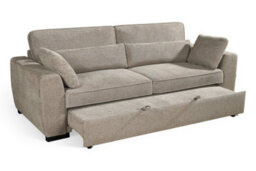 Convertible 3 Seater Sofa Bed For Living Room Alfie - Plush Woven Beige Chenille - Room Delivery - thumbnail 2