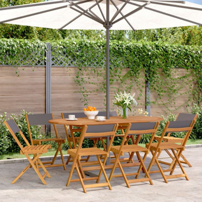 Berkfield Folding Garden Chairs 8 Pcs Anthracite Fabric And Solid Wood - image 1