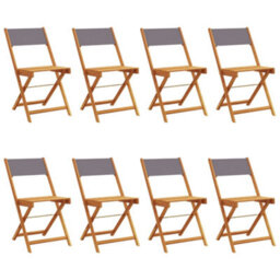 Berkfield Folding Garden Chairs 8 Pcs Anthracite Fabric And Solid Wood - thumbnail 2
