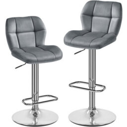 Yaheetech Set Of 2 Velvet Swivel Stools With Adjustable Seat Height For Kitchen Bar Dark Grey - thumbnail 2