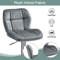 Yaheetech Set Of 2 Velvet Swivel Stools With Adjustable Seat Height For Kitchen Bar Dark Grey - thumbnail 5