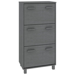 Berkfield Shoe Cabinet Dark Grey 59.5X35X117 Cm Solid Wood Pine - thumbnail 2