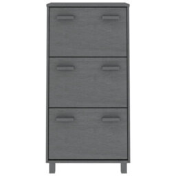 Berkfield Shoe Cabinet Dark Grey 59.5X35X117 Cm Solid Wood Pine - thumbnail 3