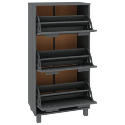Berkfield Shoe Cabinet Dark Grey 59.5X35X117 Cm Solid Wood Pine - thumbnail 4