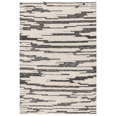 Charcoal Abstract Modern Rug Easy To Clean Living Room And Bedroom-120Cm X 170Cm - image 1
