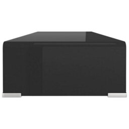 Berkfield Tv Stand/monitor Riser Glass Black 80X30X13 Cm - thumbnail 4