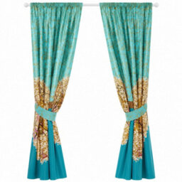 "Smart Living Oooh La La Curtains Pair With Tie Backs - Eiffel Tower Print- Teal - 66""x72""" - thumbnail 4