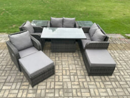 Fimous Rattan Furniture Garden Dining Sets Outdoor Height Adjustable Rising Lifting Table Love Sofa Chair - thumbnail 1