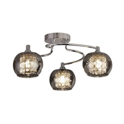 Lighting Collection Tilbury 3 Light Celing, Chrome With Smoked Glass Shades - image 1
