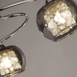 Lighting Collection Tilbury 3 Light Celing, Chrome With Smoked Glass Shades - thumbnail 3