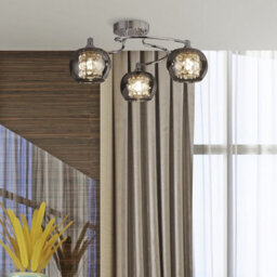 Lighting Collection Tilbury 3 Light Celing, Chrome With Smoked Glass Shades - thumbnail 4