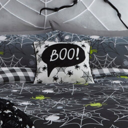 Bedlam Boo Luxe Velvet Black Filled Cushion - thumbnail 1