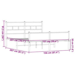Berkfield Bed Frame Without Mattress Brown Oak 150X200 Cm King Size Engineered Wood - thumbnail 9