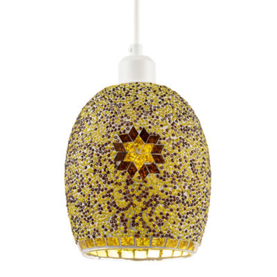 Happy Homewares Dome Shaped Pendant Light Shade With Glass Mosaic Beaded Construction - image 1