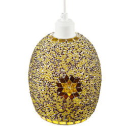 Happy Homewares Dome Shaped Pendant Light Shade With Glass Mosaic Beaded Construction - thumbnail 3