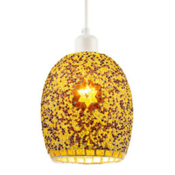 Happy Homewares Dome Shaped Pendant Light Shade With Glass Mosaic Beaded Construction - thumbnail 2