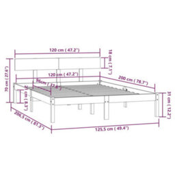 Berkfield Bed Frame Solid Wood Pine 120X200 Cm - thumbnail 9