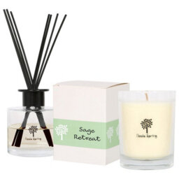 Nicola Spring Sage Retreat Scented Candle & Diffuser Set - 160G Natural Soy Wax Candle & Home Air Freshener Set