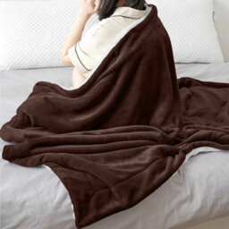 Ameha Sherpa Fleece Blanket Coffee Soft Thick & Fluffy Reversible Smooth Touch Warm Throw Double 150X200Cm - thumbnail 6