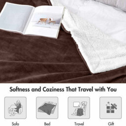 Ameha Sherpa Fleece Blanket Coffee Soft Thick & Fluffy Reversible Smooth Touch Warm Throw Double 150X200Cm - thumbnail 8