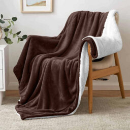 Ameha Sherpa Fleece Blanket Coffee Soft Thick & Fluffy Reversible Smooth Touch Warm Throw Double 150X200Cm - thumbnail 5