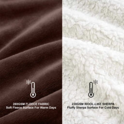 Ameha Sherpa Fleece Blanket Coffee Soft Thick & Fluffy Reversible Smooth Touch Warm Throw Double 150X200Cm - thumbnail 7