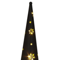 Snowtime Led Metal Cone Light Black Christmas Decoration With Winter Village & Stars - thumbnail 6