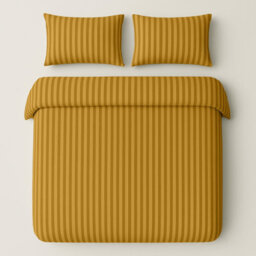 Bedlooms Ochre Stripe Duvet Cover Set, Reversible, Breathable & Hypoallergenic Bedding Pack, Double 200X200Cm - thumbnail 2