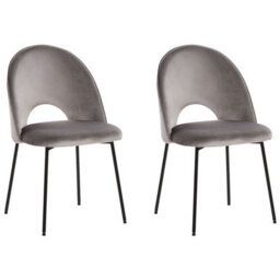 Beliani Set Of 2 Dining Chairs Covelo Velvet Grey