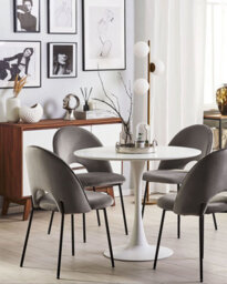 Beliani Set Of 2 Dining Chairs Covelo Velvet Grey - thumbnail 2