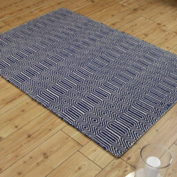 Blue Geometric Handmade Modern Wool Easy To Clean Rug Dining Room Bedroom And Living Room-120Cm X 170Cm - thumbnail 2