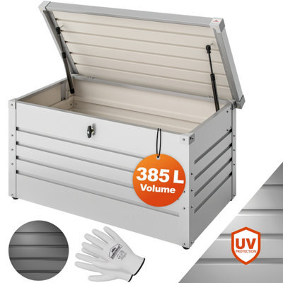 Gardebruk Metal Outdoor Storage Box With Lid, 385L Volume, Gas Lift, 120X62X63Cm, Lockable, Waterproof, 2 Keys, White - image 1