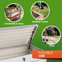 Gardebruk Metal Outdoor Storage Box With Lid, 385L Volume, Gas Lift, 120X62X63Cm, Lockable, Waterproof, 2 Keys, White - thumbnail 8