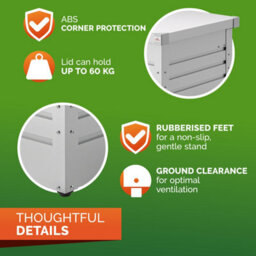 Gardebruk Metal Outdoor Storage Box With Lid, 385L Volume, Gas Lift, 120X62X63Cm, Lockable, Waterproof, 2 Keys, White - thumbnail 6