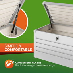 Gardebruk Metal Outdoor Storage Box With Lid, 385L Volume, Gas Lift, 120X62X63Cm, Lockable, Waterproof, 2 Keys, White - thumbnail 7